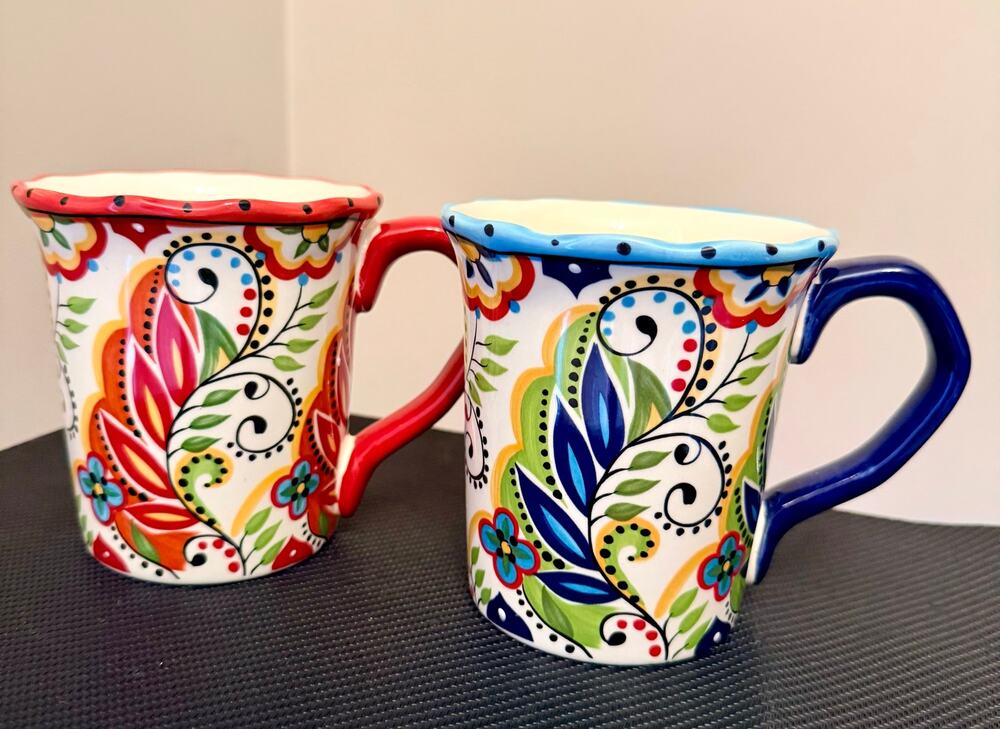Two Tabletops Unlimited’s Bocca España handcrafted earthenware mugs.